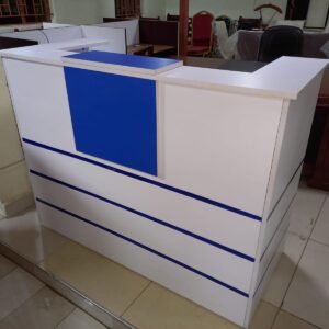 White and Blue 1.6m Reception Desk