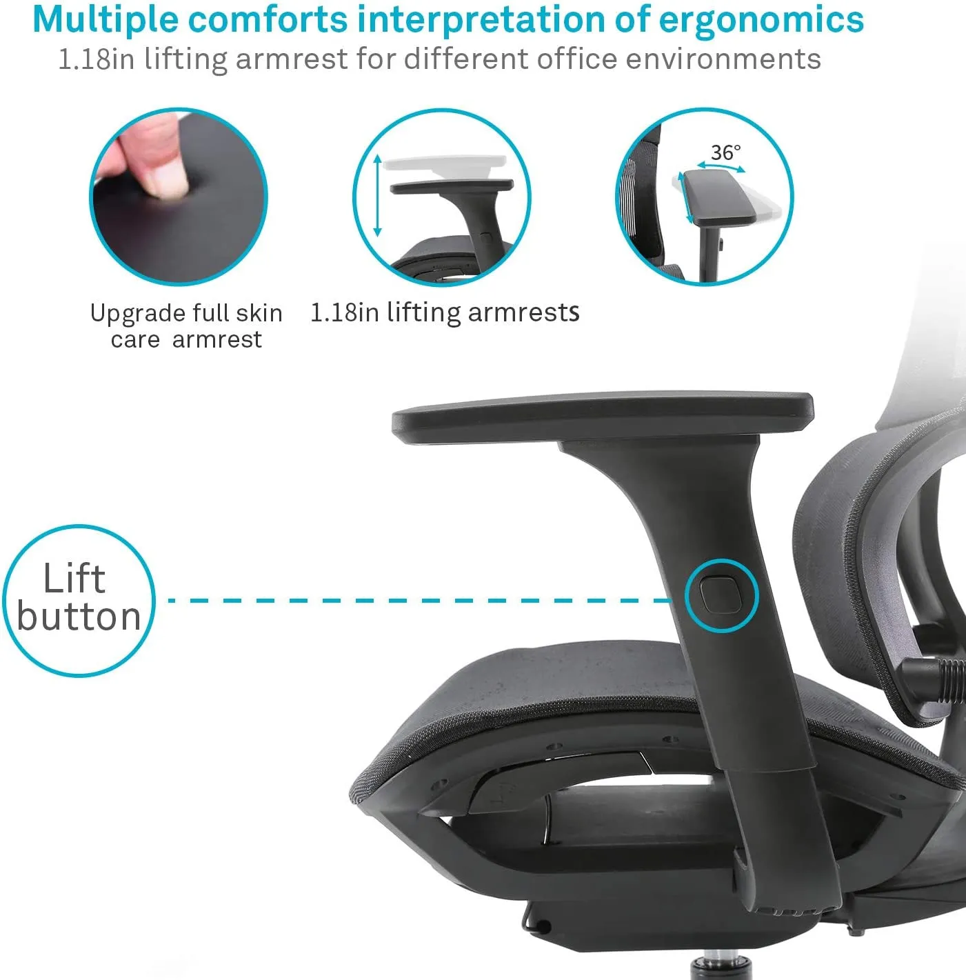 High back orthopedic office seat - Image 5