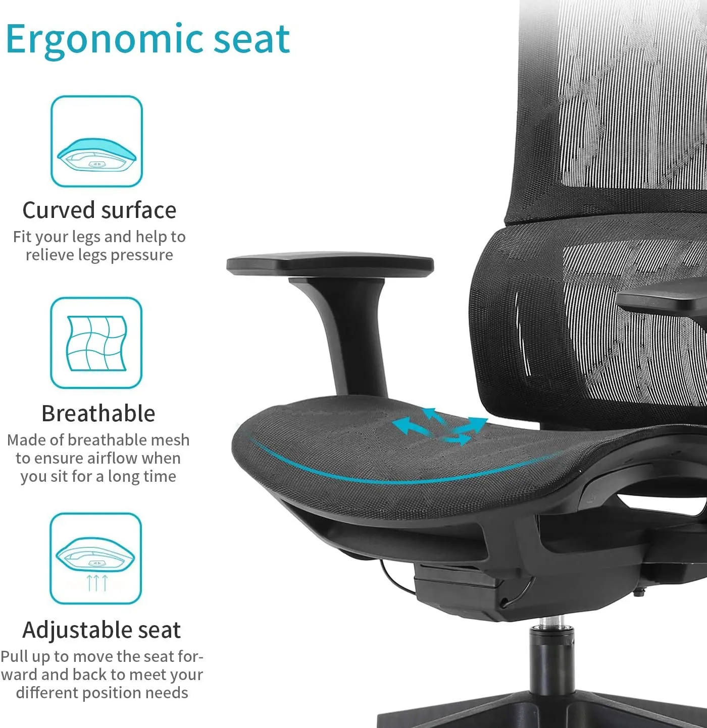 High back orthopedic office seat - Image 4