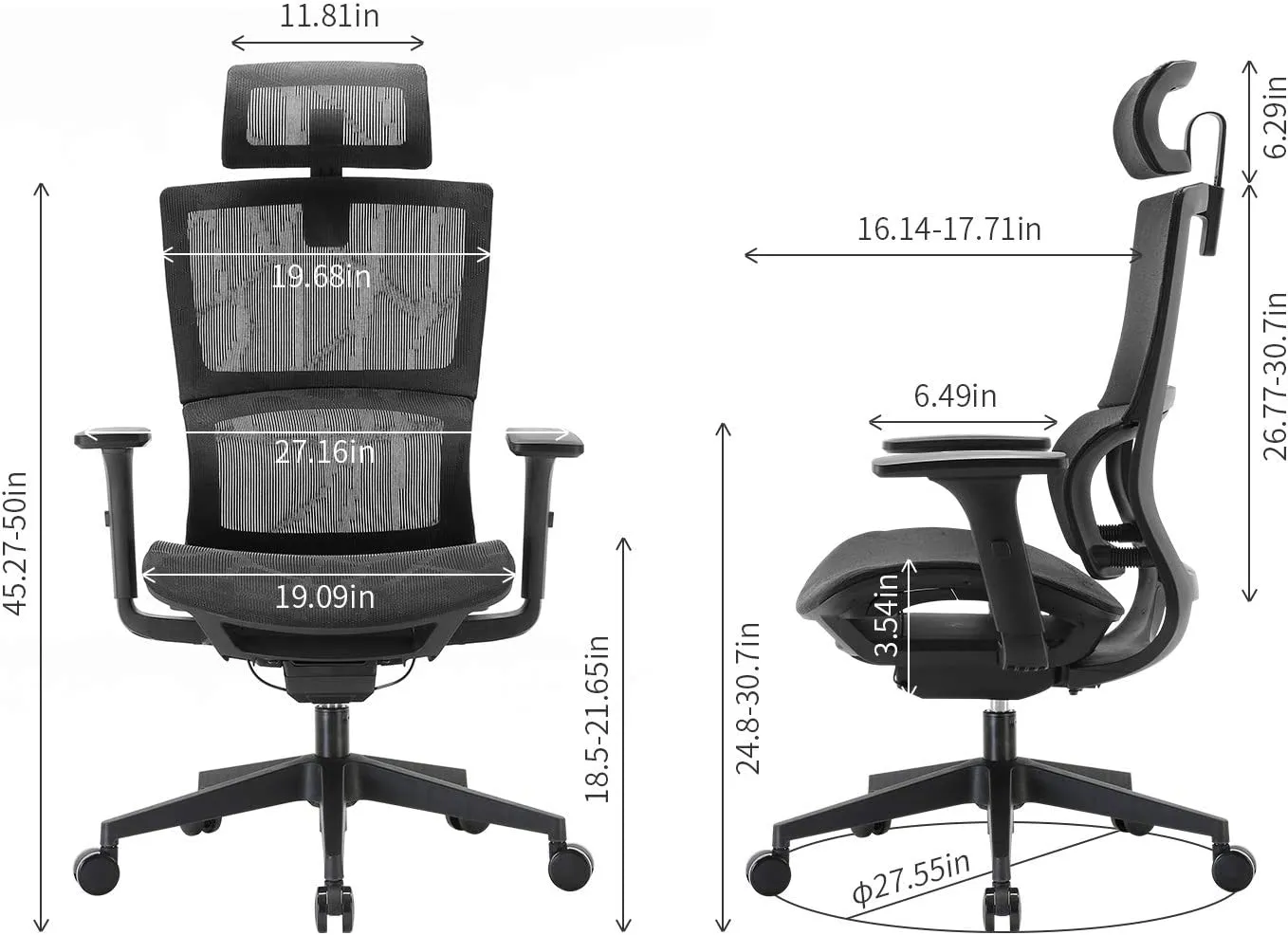 High back orthopedic office seat - Image 2